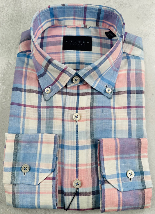 Plain Weave Paid Shirt in Rose