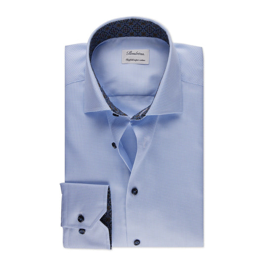 Fitted Contrast Dress Shirt in Light Blue