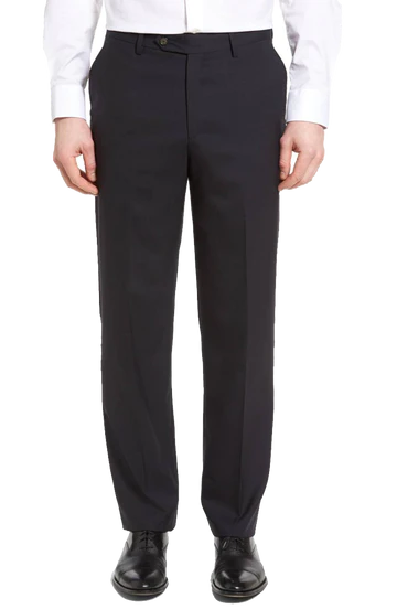 Wool Self Size Trouser in Navy