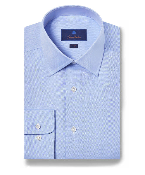 David Donahue Trim Royal Oxford Dress Shirt in Sky