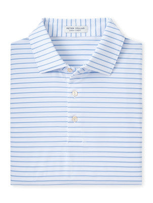Drum Stripe Perf Jersey Polo in White and Blue