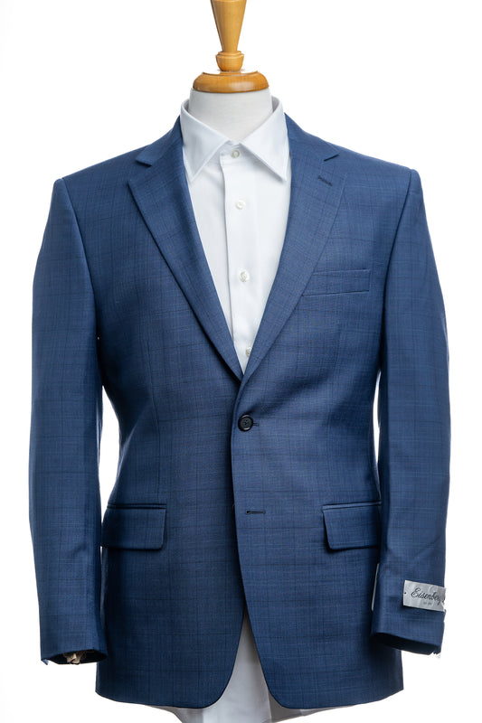 Windowpane Plaid Suit in Blue