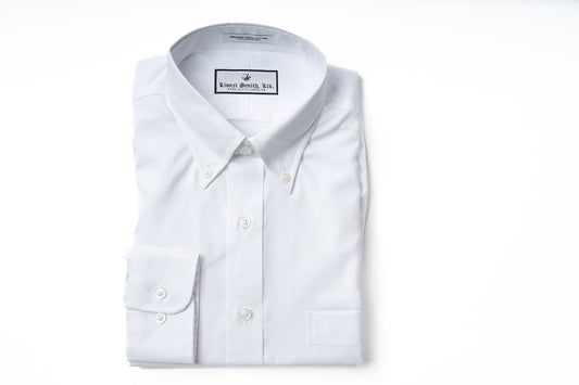 LSL Trim Spread Collar Dress Shirt in White