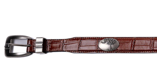 Leather Palmetto Medallion Belt in Brown