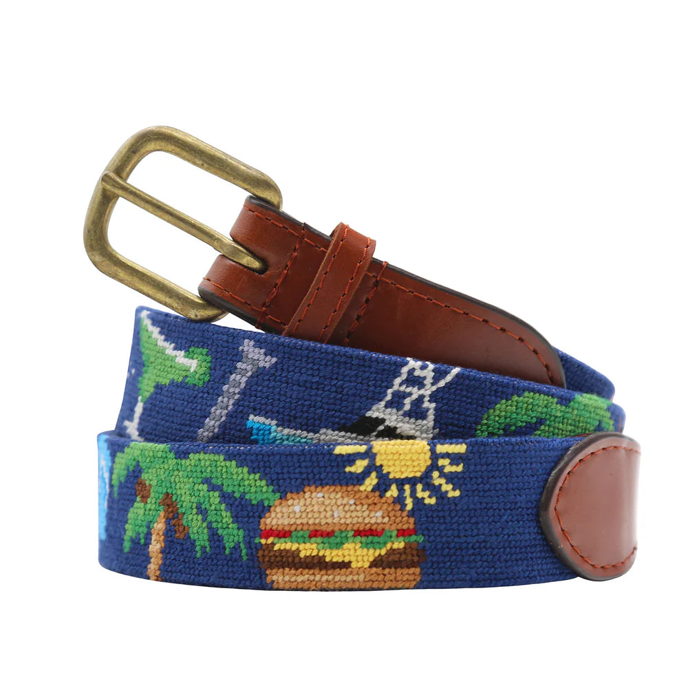 Margaritaville Needlepoint Belt in Navy