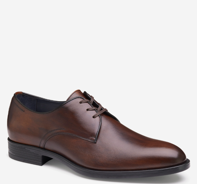 Flynch Italian Leather Plain Toe Dress Shoe in Mahogany