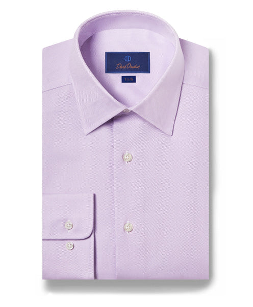 David Donahue Trim Royal Oxford Dress Shirt in Lilac