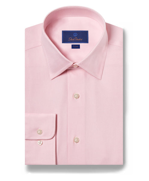 David Donahue Trim Royal Oxford Dress Shirt in Pink