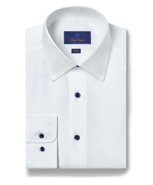 Super Fine Twill Dress Shirt with Contrast Buttons