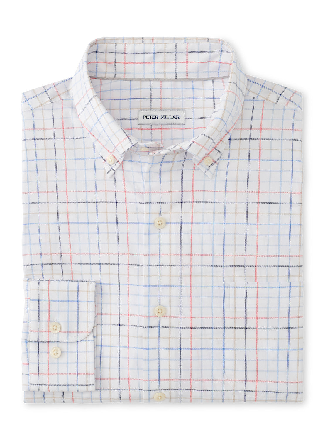 Peter Millar Allen Crown Lite Plaid Cotton Stretch Shirt in White