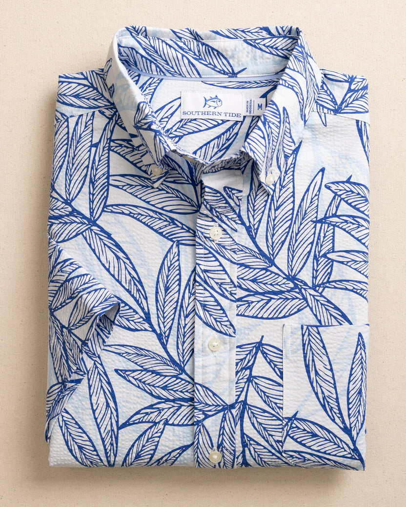Blue Palms Seersucker Short Sleeve Shirt Blue Lolite