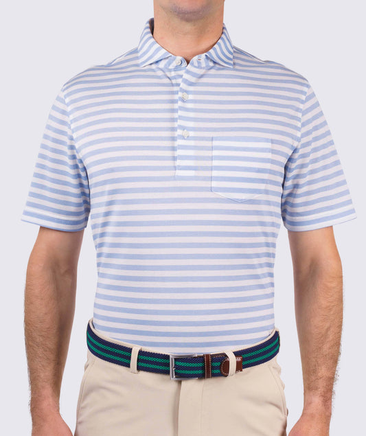 Cole Cotton Stripe Performance Polo in Luxe Blue