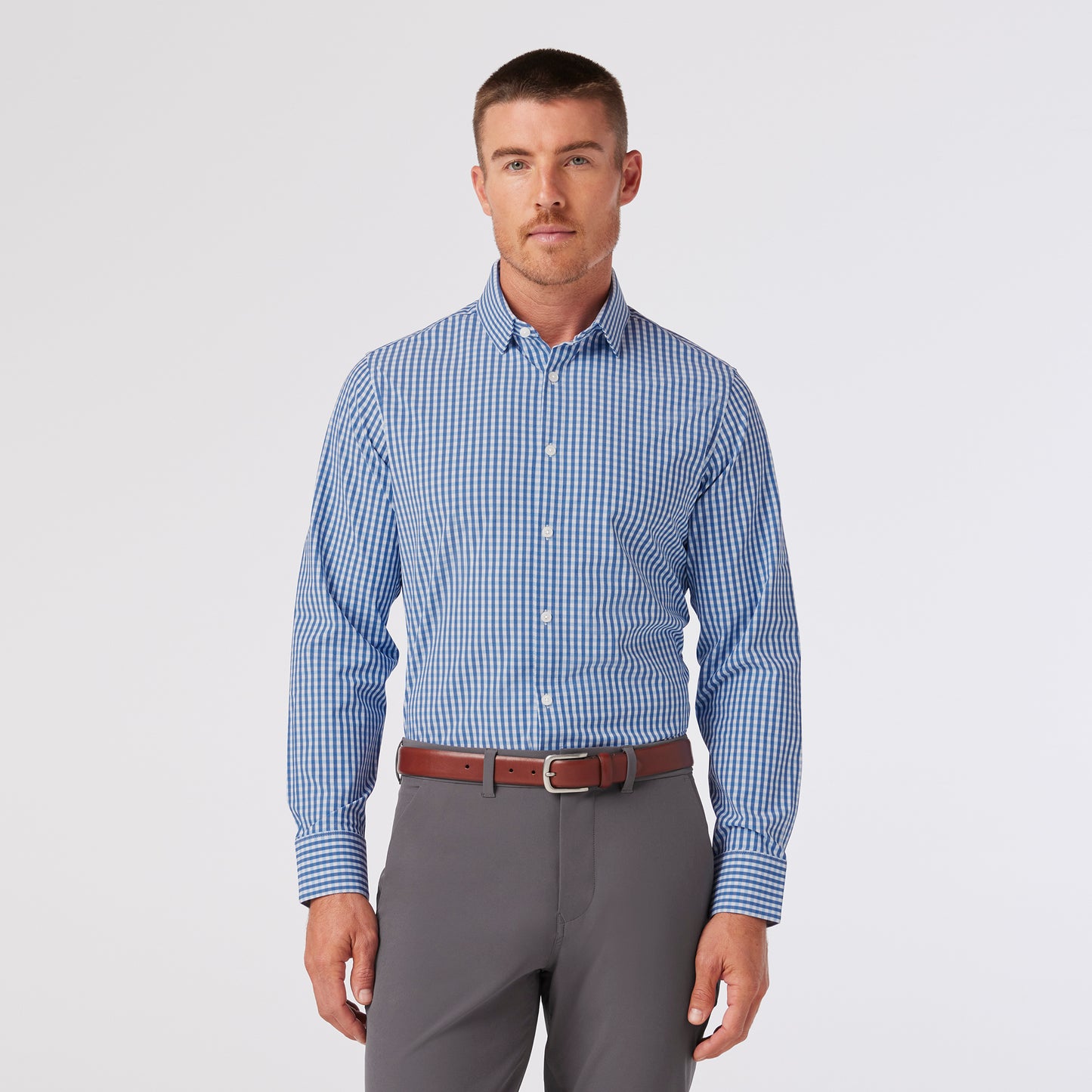 Trim Alamo Gingham Performance Shirt in Set Sail