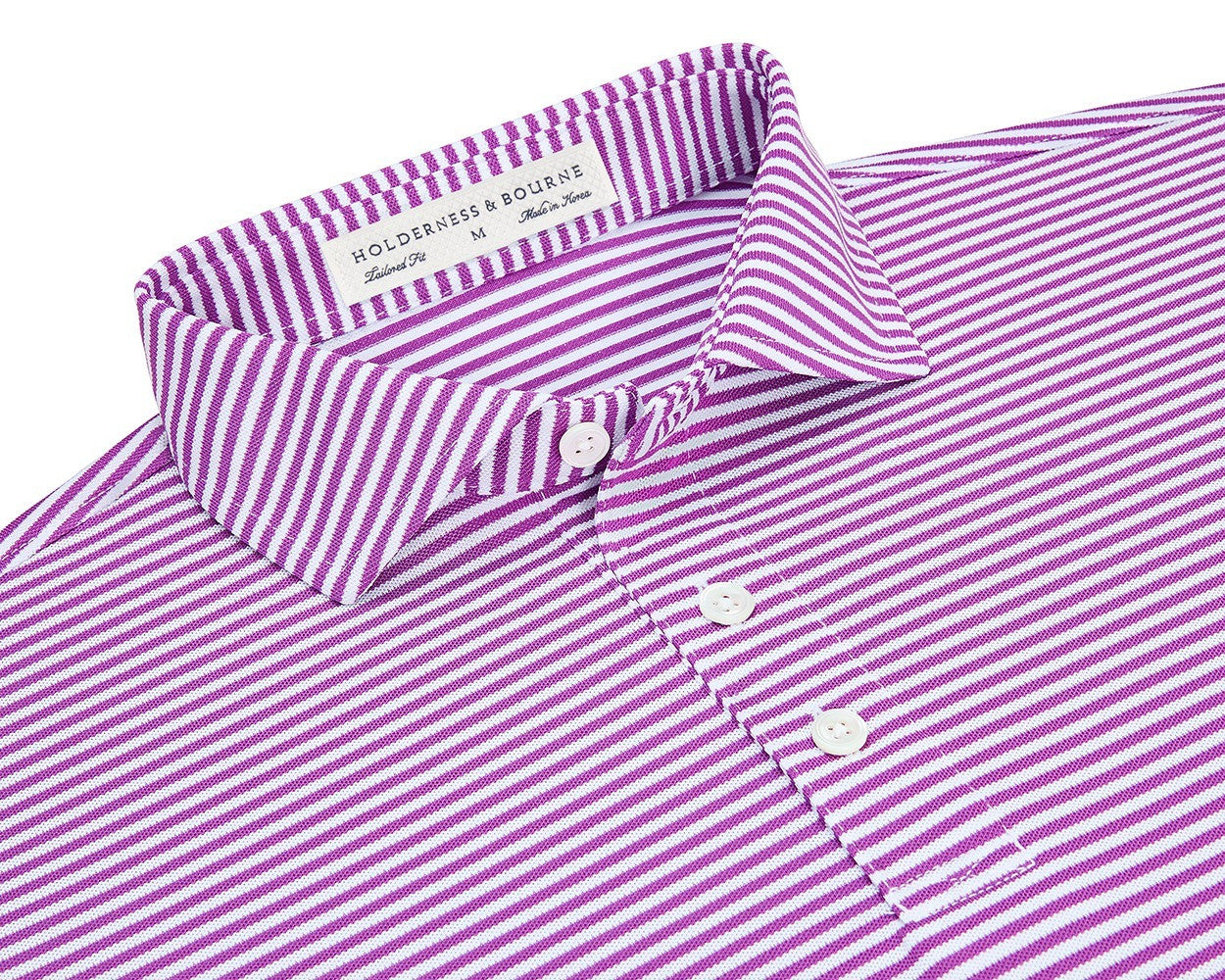 Holderness & Bourne Maxwell Performance Stripe Polo in Fusion and White