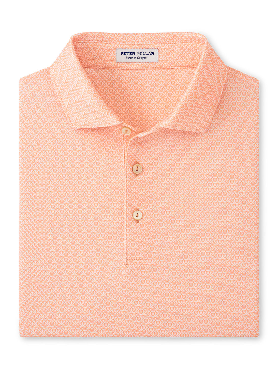 Peter Millar Santos Geometric Performance Jersey Polo in Papaya