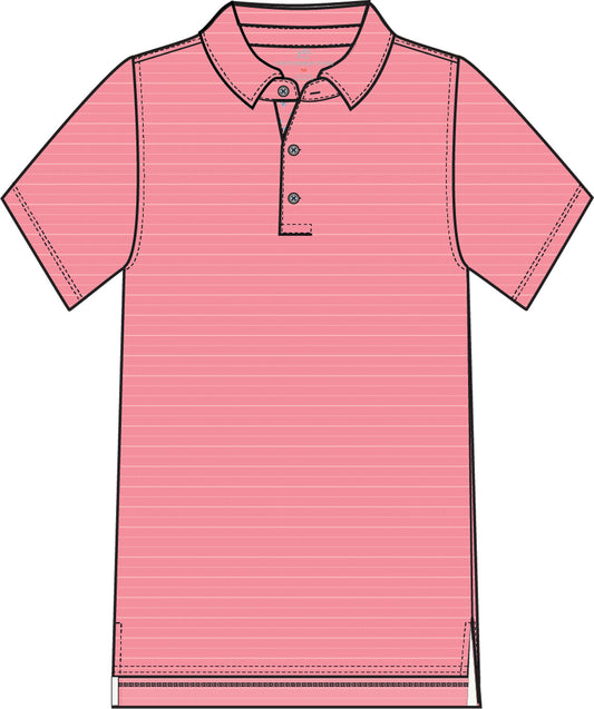 Seaport Davenport Stripe Polo in Teaberry Pink