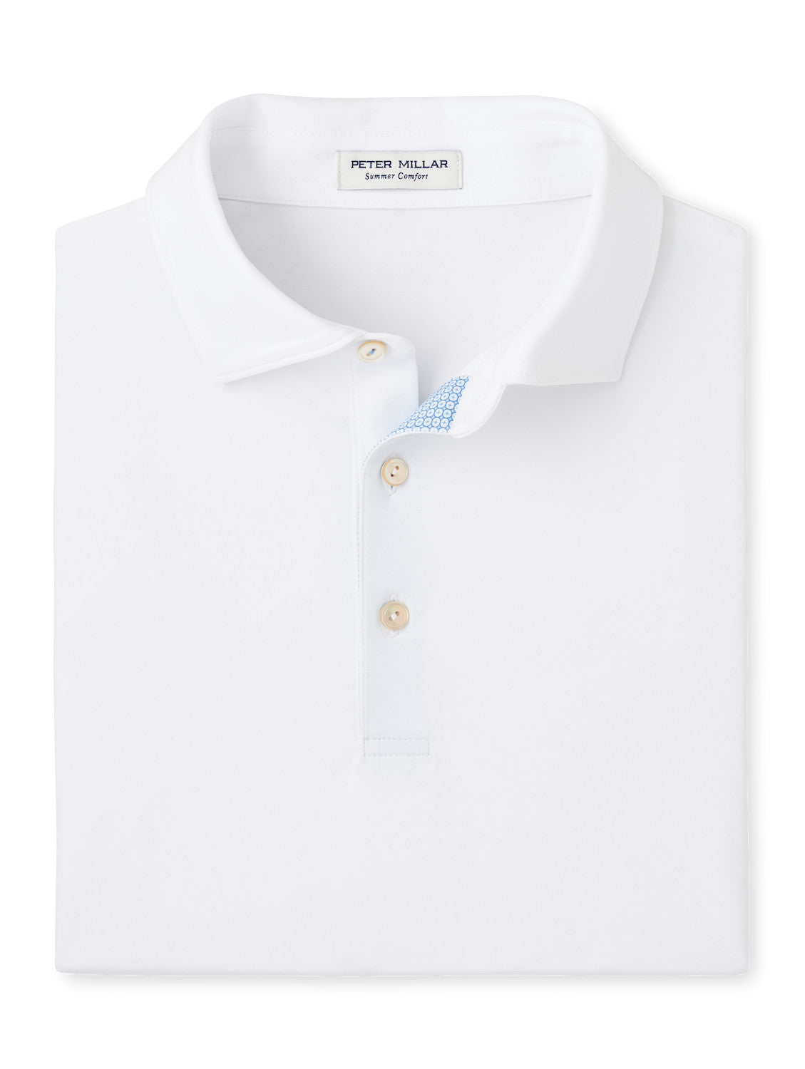 Peter Millar Solid Performance Jersey Polo Contrast Trim in White