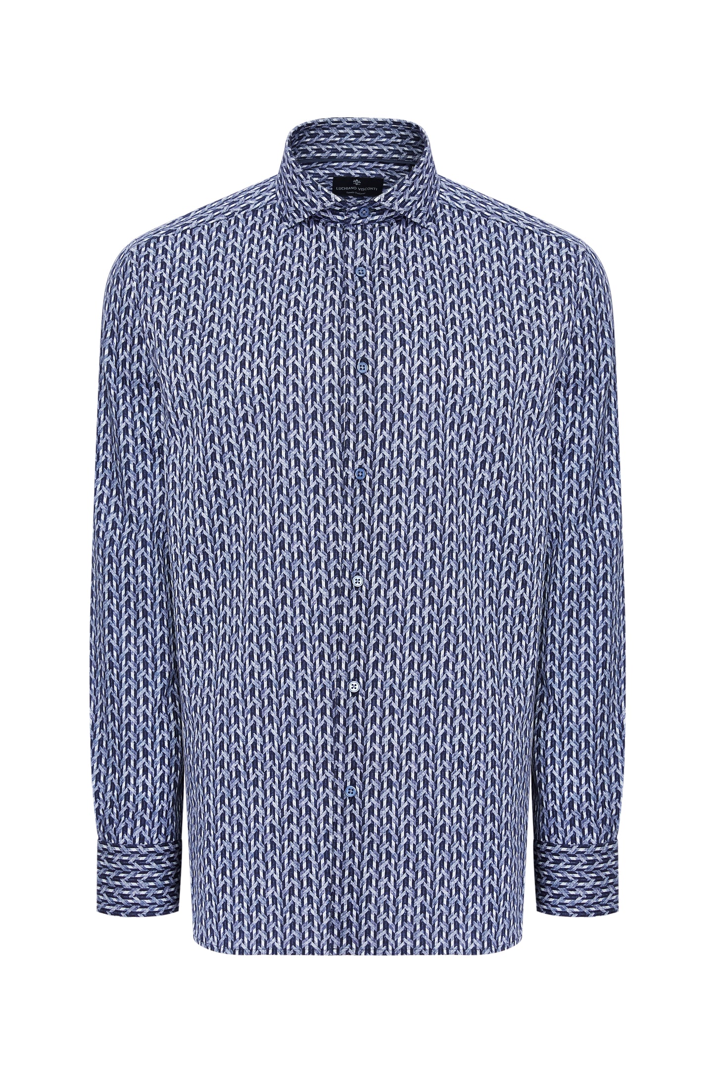 Basket Weave Overprint Shirt in Royal