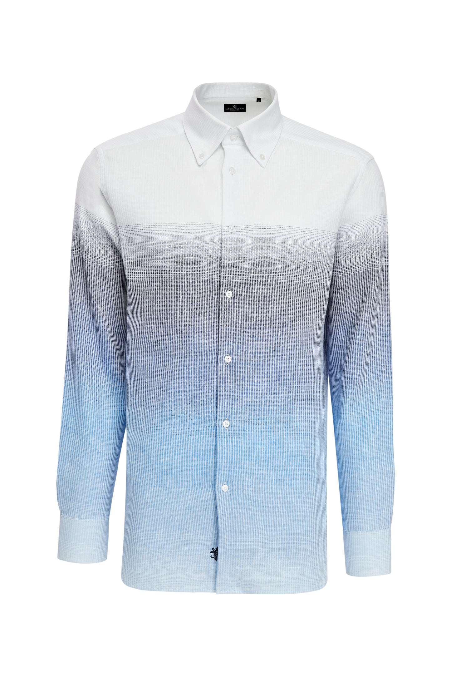 Linen Zeya Collar Ombre Button Down Shirt in Navy