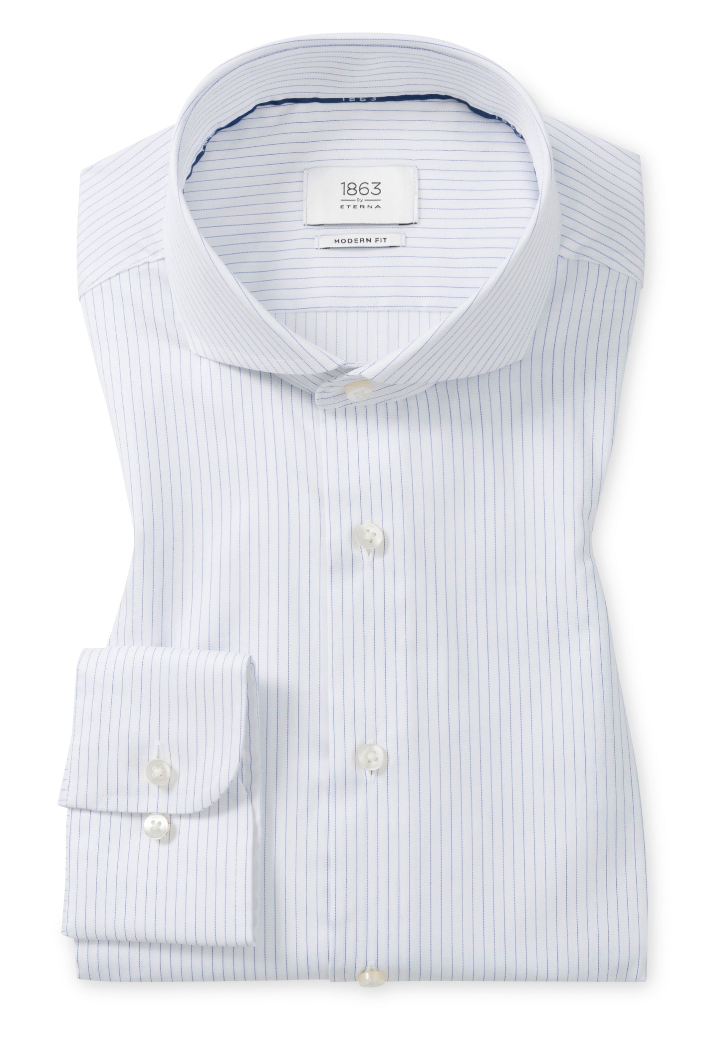Modern Pin Stripe Twill Dress Shirt in Blue