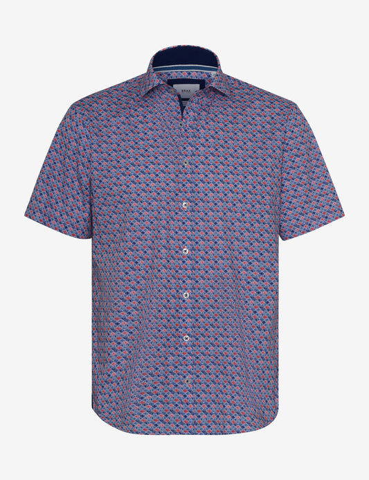 Hardy P Hi Flex Print SS Shirt in Red and Blue