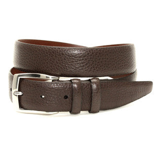 Soft Pebble Grain Calf Belt in Brown