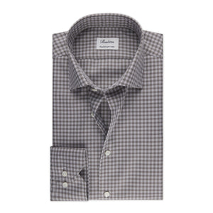 Fitted Check Dress Shirt in Brown