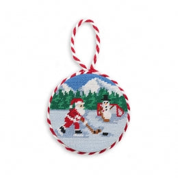 Hockey Santa Needlepoint Ornament