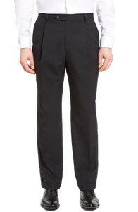 Wool Self Size Pleated Trouser in Charcoal