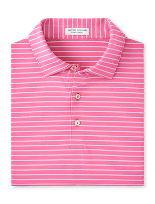 Drum Stripe Perf Jersey Polo in Pink Ruby