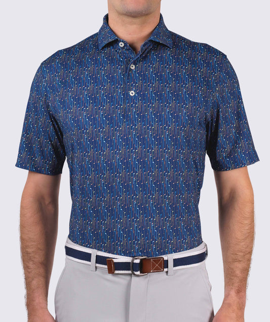Max Club Pattern Performance Polo in Navy & Apricot