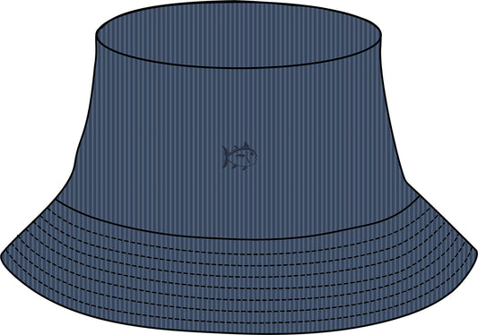 Sun Wash Seersucker Bucket Hat in Navy