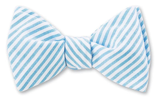Cotton Seersucker Tie in Blue