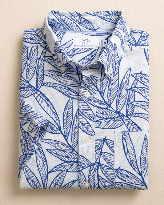 Blue Palms Seersucker Short Sleeve Shirt Blue Lolite