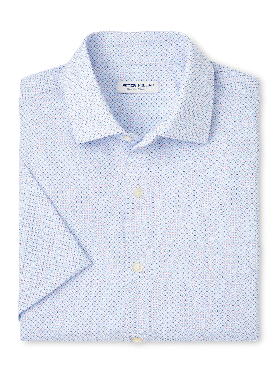 Peter Millar Champers Performance Poplin Short Sleeve Shirt in White