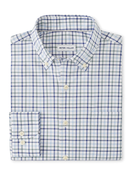 Peter Millar Crown Lite Stretch Pattern Shirt in Navy