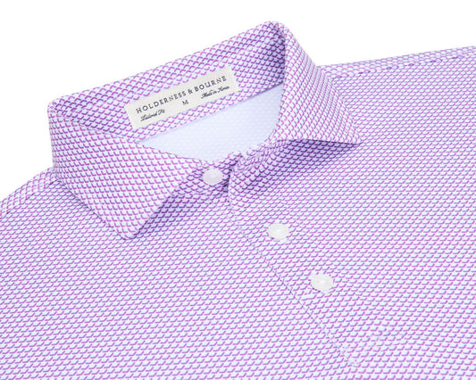 Holderness & Bourne Davenport Print Performance Knit Polo in Fusion and Skye