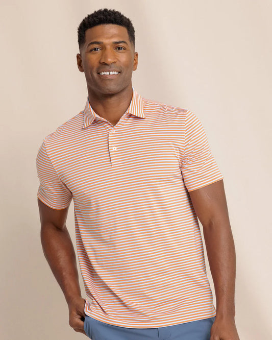 Driver Caravel Stripe Polo in Peach Parfait