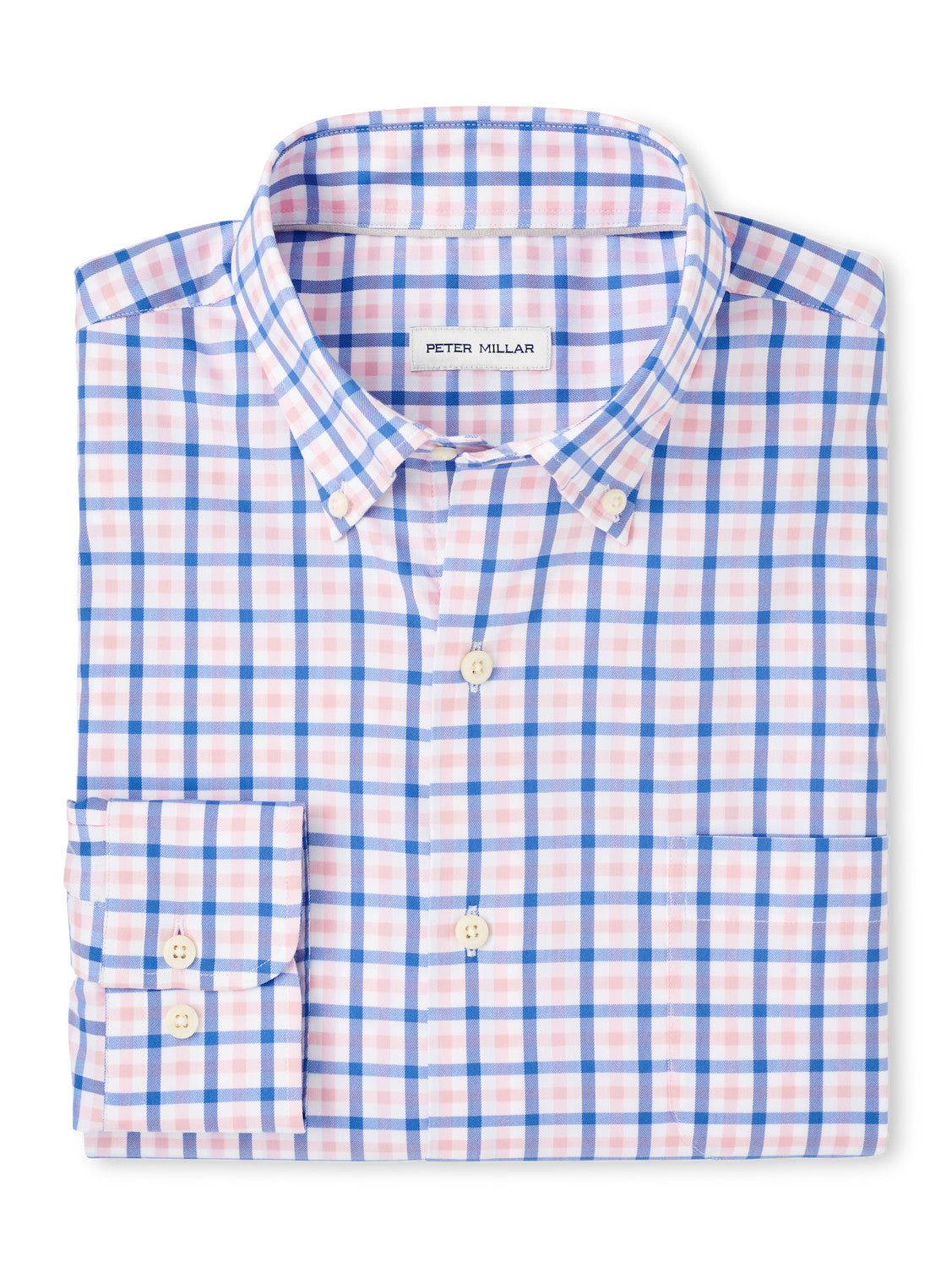 Peter Millar Gardner Crown Lite Plaid Cotton Stretch Shirt in Blue Pop