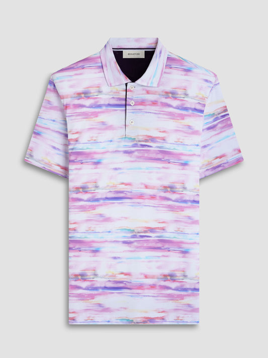 Bugatchi Hendrix Digital Print Polo in Pink