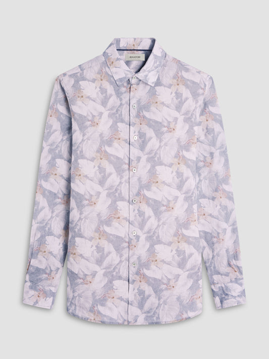 Bugatchi Julian Shaped Fit Linen Shirt in Shark