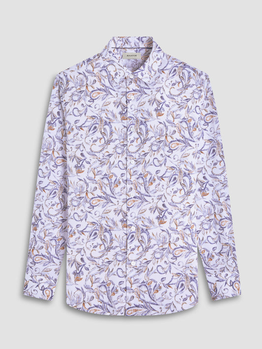 Bugatchi Julian Shaped Fit Woven Shirt in Peacock