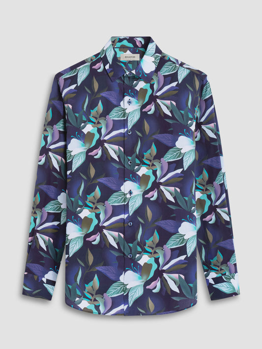 Bugatchi Julian Shaped Fit Woven Shirt in Navy