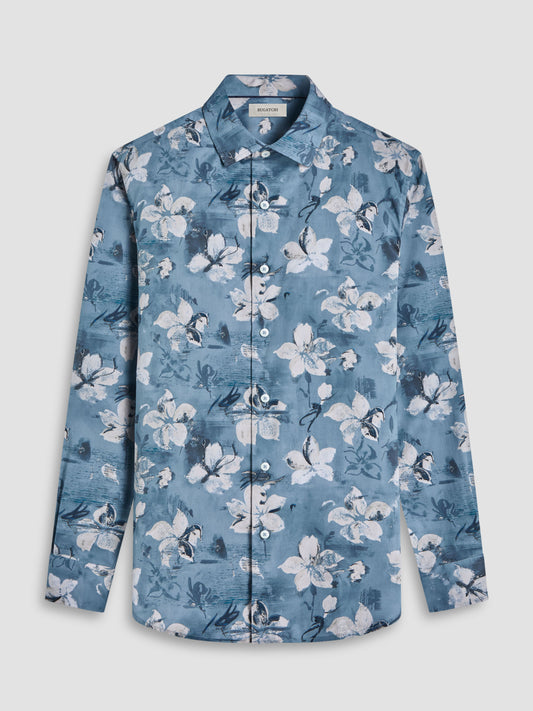 Bugatchi Julian Shaped Fit Woven Shirt in Shark