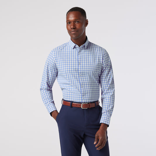 Trim No Tuck Justin Plaid Performance Shirt in Provence