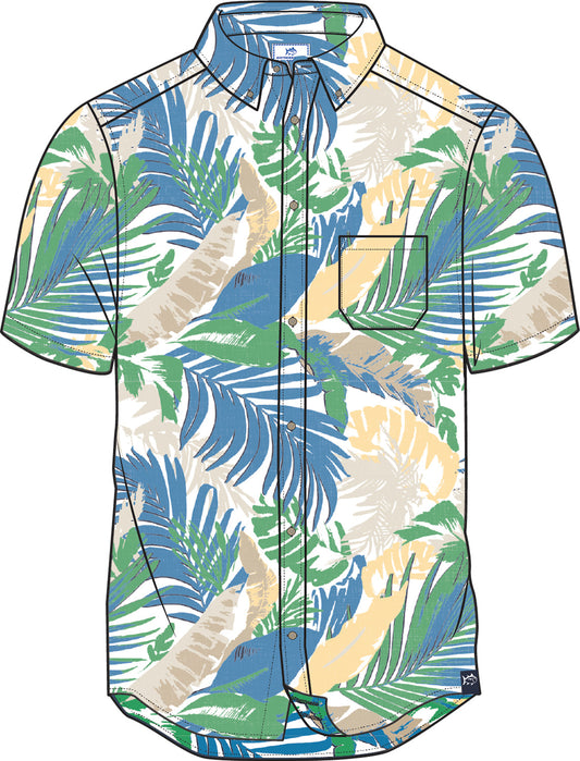 Paradise Palms Short Sleeve Shirt in Classic White