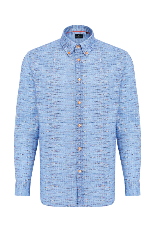 Multi Dot with Overlay Button Down Shirt in Blue