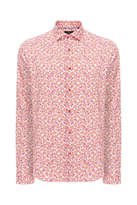 Leafs Print Shirt in Orange